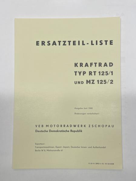 Ersatzteilkatalog RT 125/1 MZ 125/2